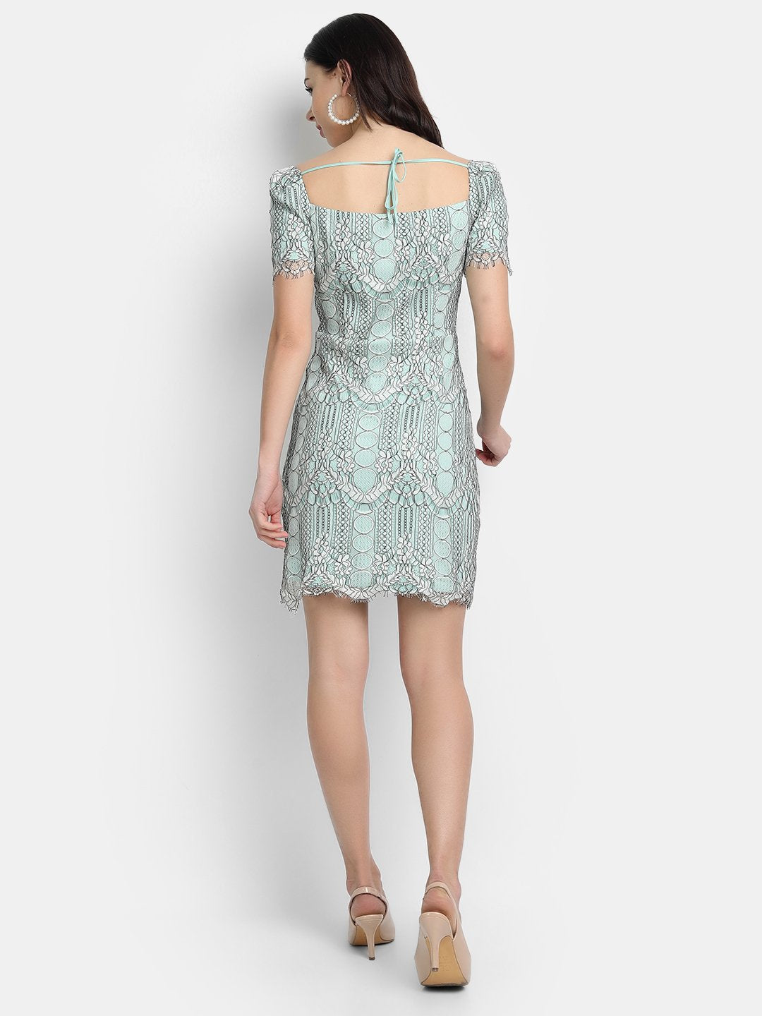 green laced bodycon dress