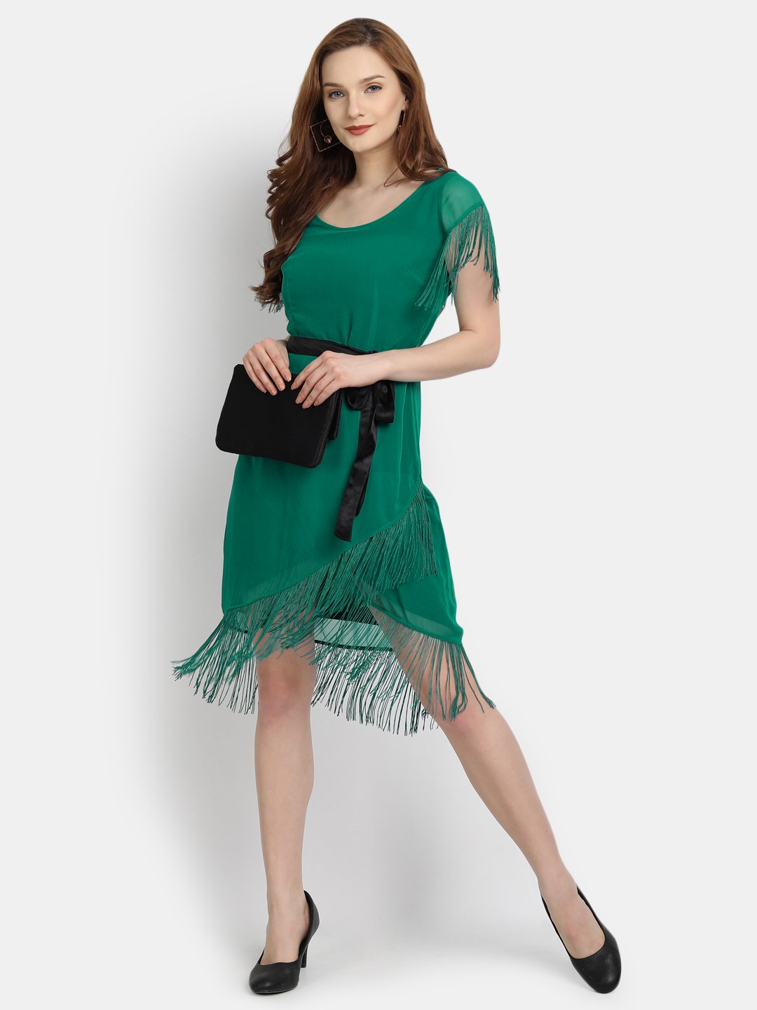 embellished raglan sleeved sheath dress 