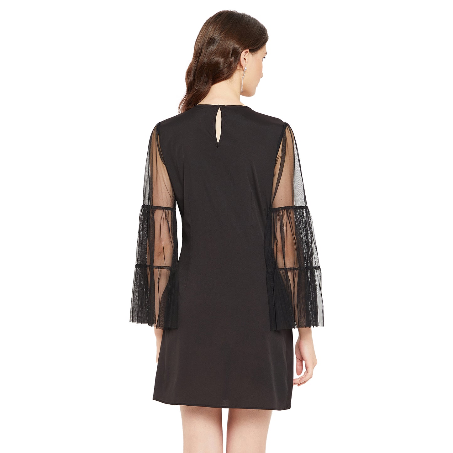 LY2 Black Fit & Flarred Net Dress