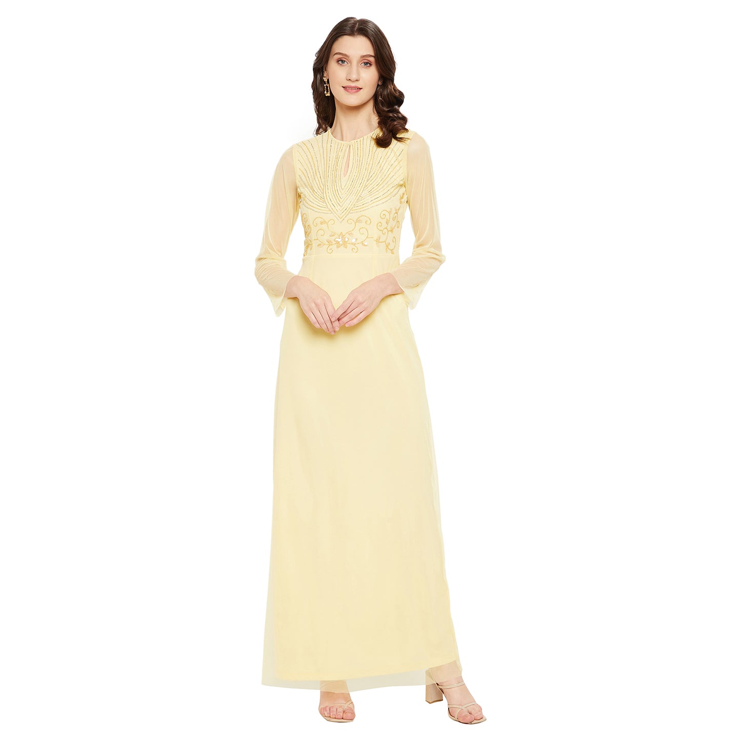 LY2 Women Butter Embellished Long Dress