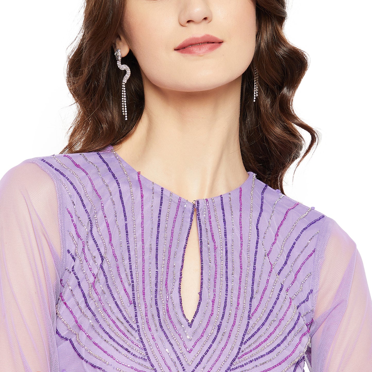 LY2 Women Lilac Embellished Long Dress
