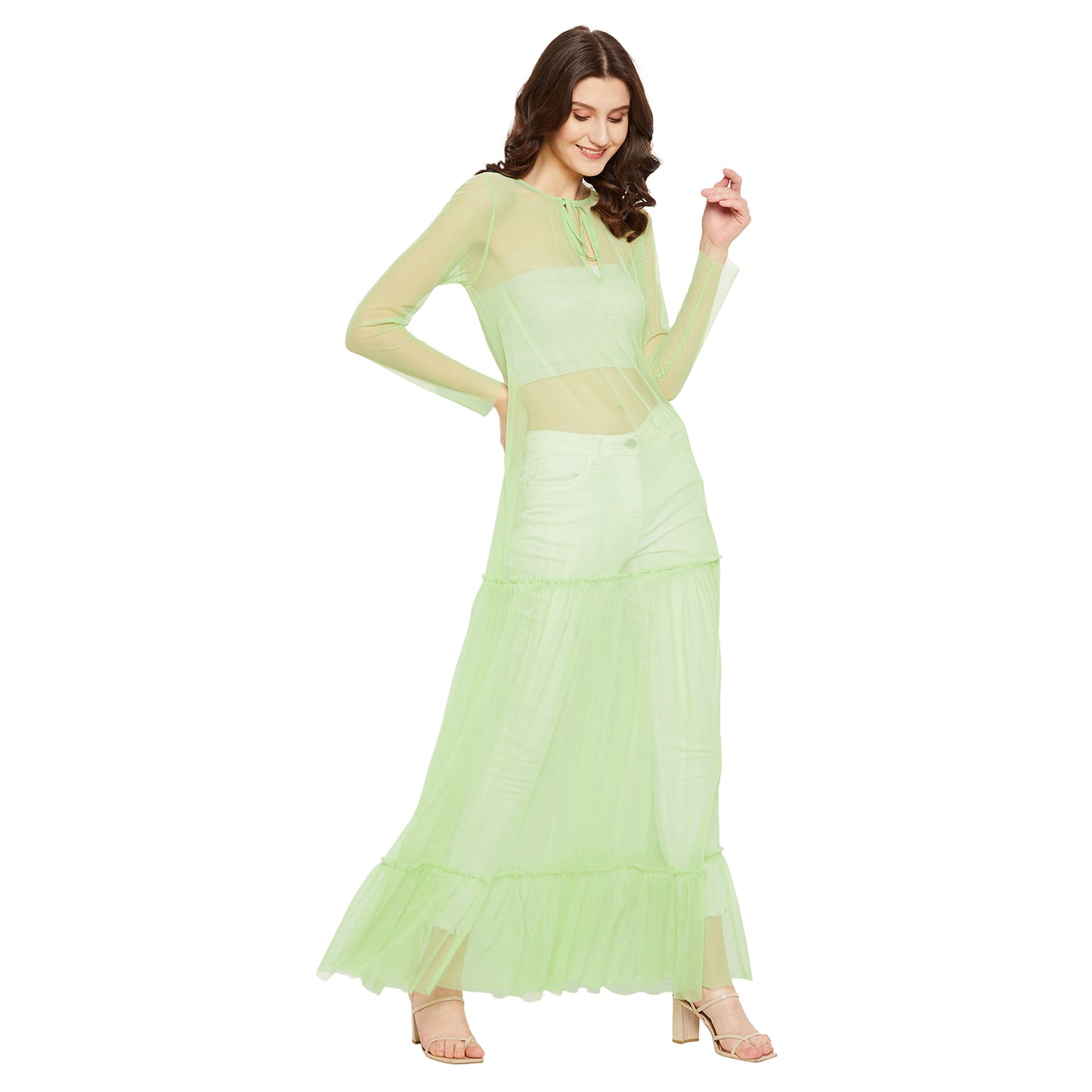LY2 Parrot Green Tulle Dress