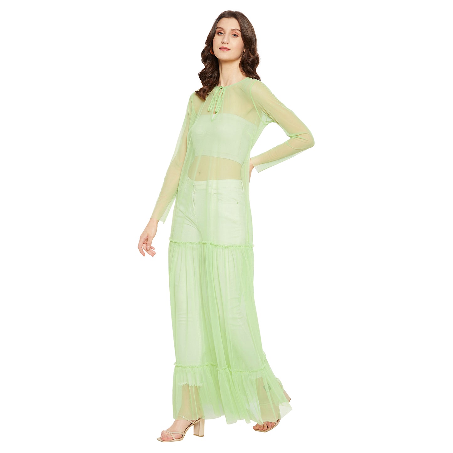 LY2 Parrot Green Tulle Dress