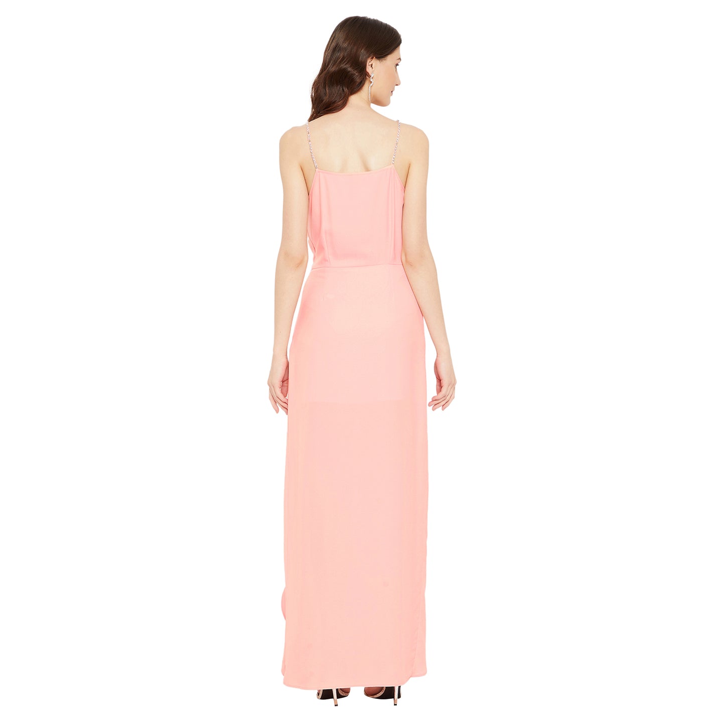 LY2 Peach Overlap Dress With Side Slit