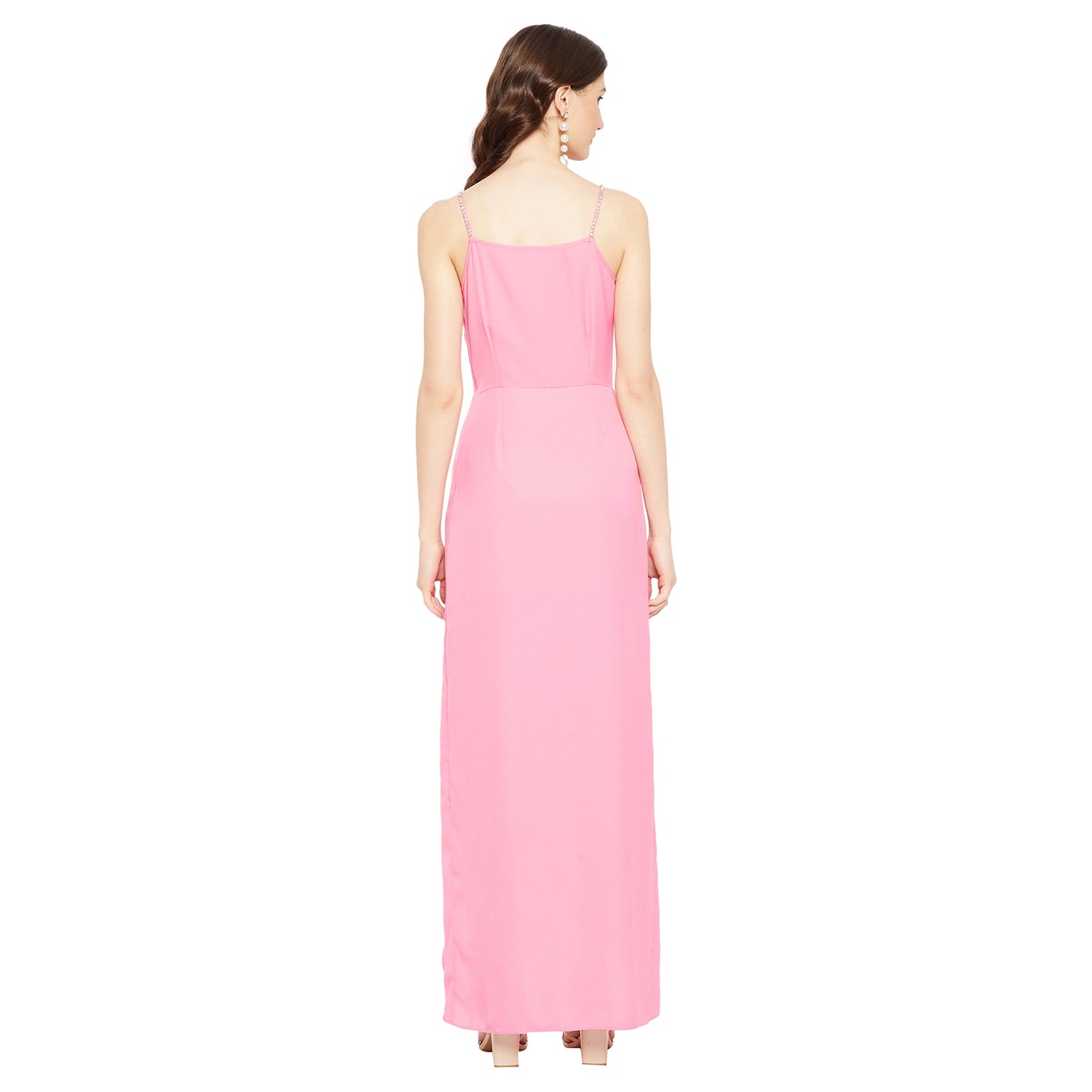 LY2 Pink Overlap Dress With Side Slit