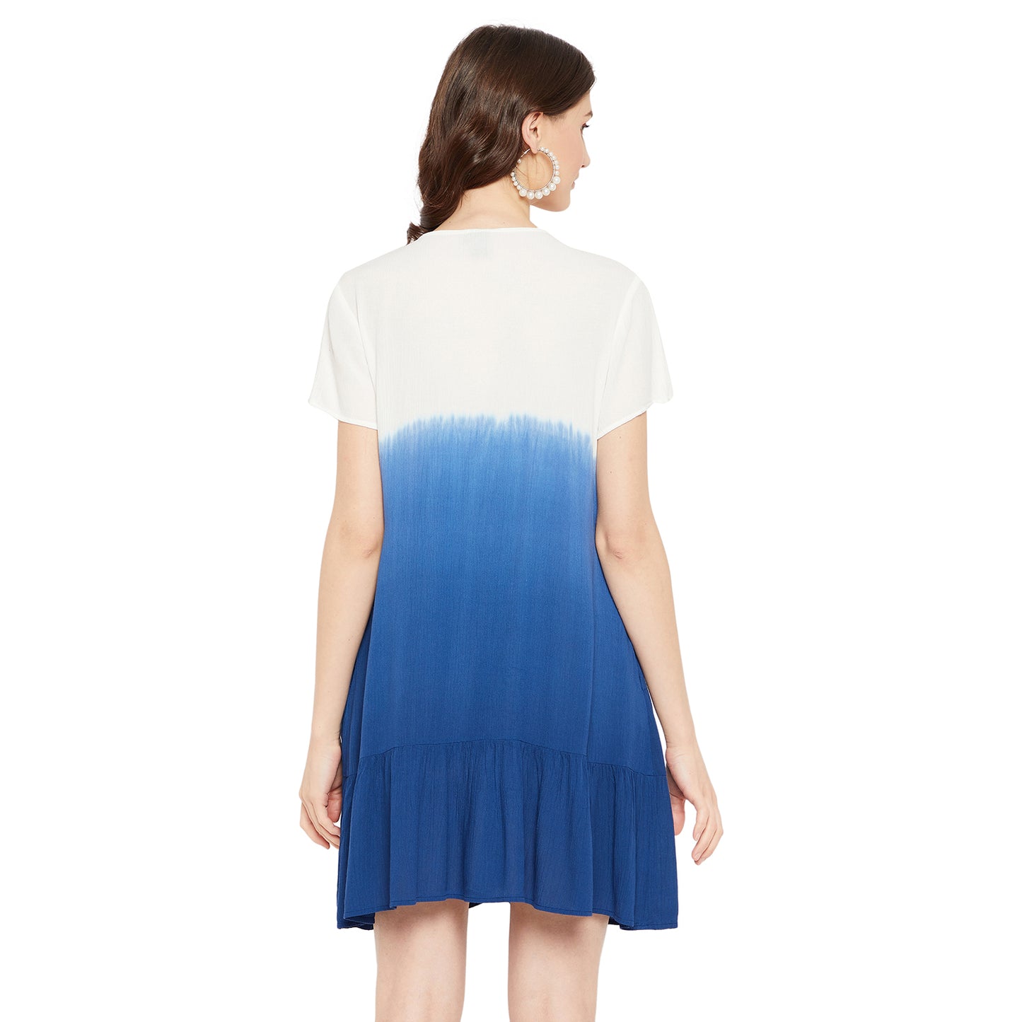 LY2 Summer tie & dye short white & blue dress