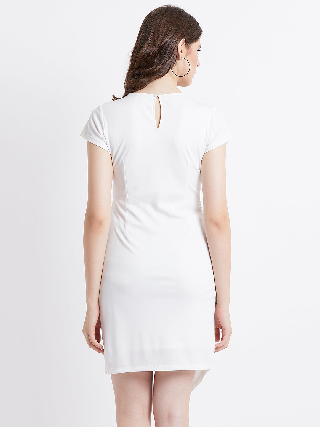 LY2 Polyester white Round Neck Short A-Line Party Dress For Women