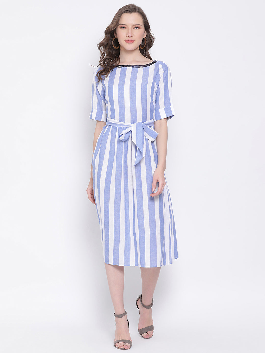 Ly2 Front Striped A-Line Dress