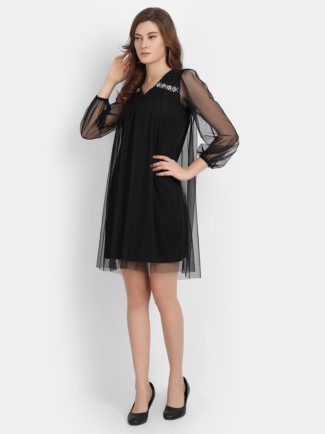 LY2 Embellished Black Short Dress