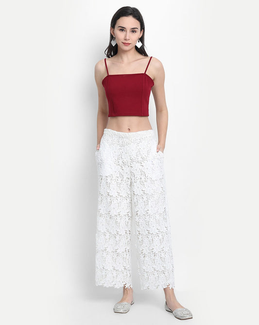 LY2 White floral lace Palazzo