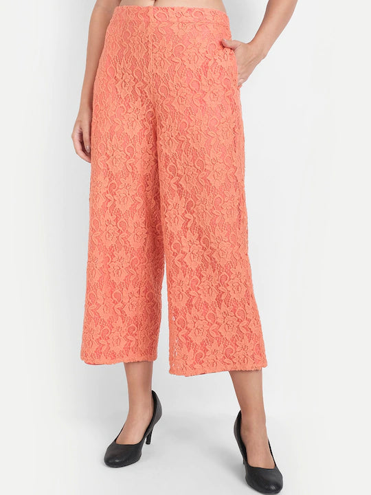 LY2 Elegant beautiful floral lace ankel length trouser